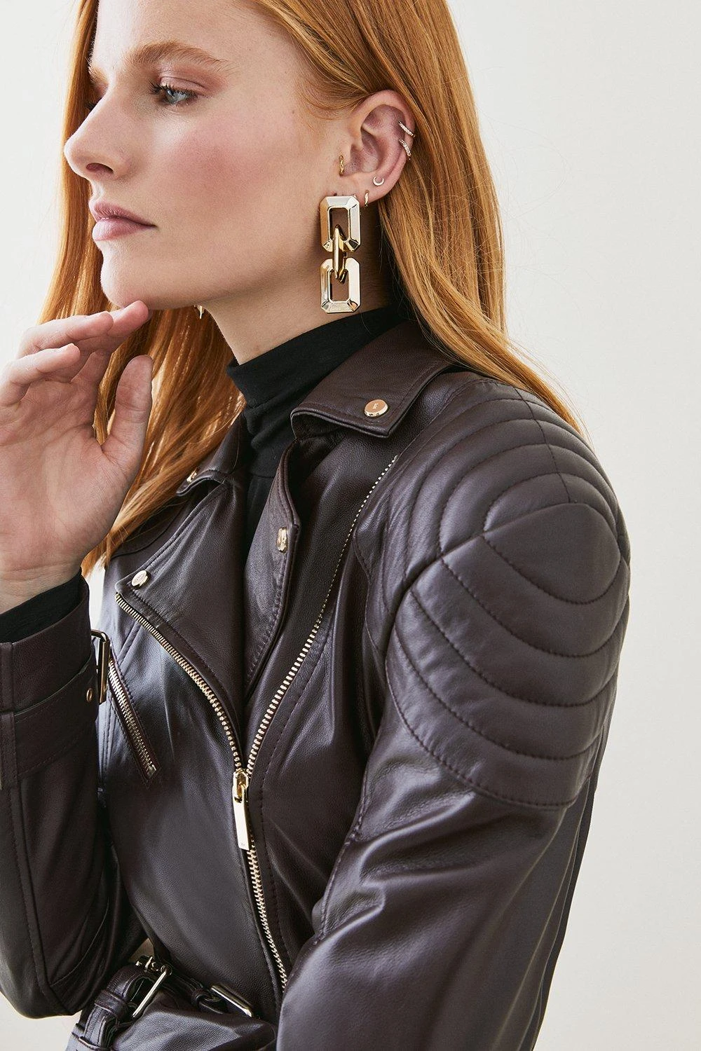 Karen Millen Leather Buckle Biker Jacket 7 Karen Millen Leather Buckle Biker Jacket - Image 5