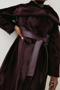 Karen Millen Plus Size Signature Ponyskin Belted Wrap Coat -Karen Millen shop fig plus size signature ponyskin belted wrap coat 2