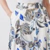 Karen Millen Batik Print Cotton Sateen Midi Belted Skirt -Karen Millen shop floral batik print cotton sateen midi belted skirt