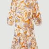 Karen Millen Batik Wrap Front High Low Midi Dress -Karen Millen shop floral batik wrap front high low midi dress