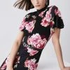 Karen Millen Belted Viscose Blend Angel Sleeve Jersey Midi Dress 1 Karen Millen Belted Viscose Blend Angel Sleeve Jersey Midi Dress -Karen Millen shop floral belted viscose blend angel sleeve jersey midi dress