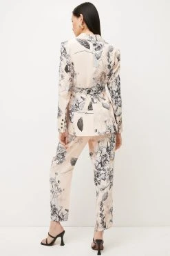 Karen Millen Blush Hydrangea Garden Flora Satin Crepe Woven Trouser -Karen Millen shop floral blush hydrangea garden flora satin crepe woven trouser 4