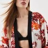 Karen Millen Floral Bordered Woven Maxi Kimono -Karen Millen shop floral bordered woven maxi kimono
