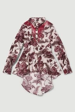 Karen Millen Floral Cotton Cutwork And Print Woven Shirt 11 Karen Millen Floral Cotton Cutwork And Print Woven Shirt -Karen Millen shop floral cotton cutwork and print woven shirt 3