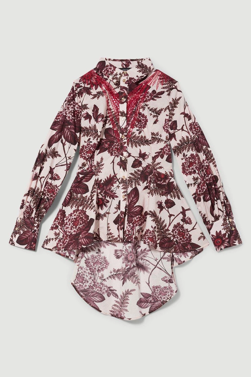 Karen Millen Floral Cotton Cutwork And Print Woven Shirt 6 Karen Millen Floral Cotton Cutwork And Print Woven Shirt - Image 4