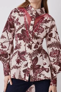 Karen Millen Floral Cotton Cutwork And Print Woven Shirt 12 Karen Millen Floral Cotton Cutwork And Print Woven Shirt -Karen Millen shop floral cotton cutwork and print woven shirt 4