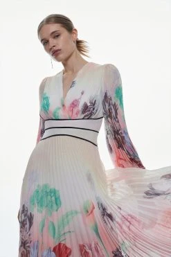 Karen Millen Cotton Top Stitch High Low Midi Dress