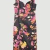 Karen Millen Italian Structured Satin Hydrangea Corset Pencil Midi Dress -Karen Millen shop floral italian structured satin hydrangea corset pencil midi dress