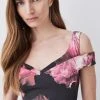 Karen Millen Italian Structured Stretch Midnight Orchid Pencil Midi Dress -Karen Millen shop floral italian structured stretch midnight orchid pencil midi dress