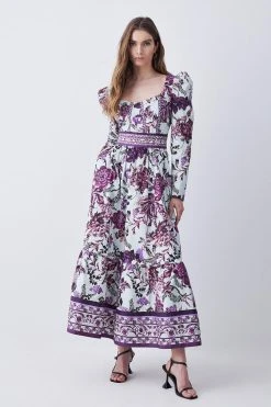 Karen Millen Lydia Millen Tall Border Cotton Sateen Woven Midi Dress 8 Karen Millen Lydia Millen Tall Border Cotton Sateen Woven Midi Dress -Karen Millen shop floral lydia millen tall border cotton sateen woven midi dress 2