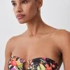 Karen Millen Palm Print Gold Trim Cut Out Swimsuit -Karen Millen shop floral palm print gold trim cut out swimsuit