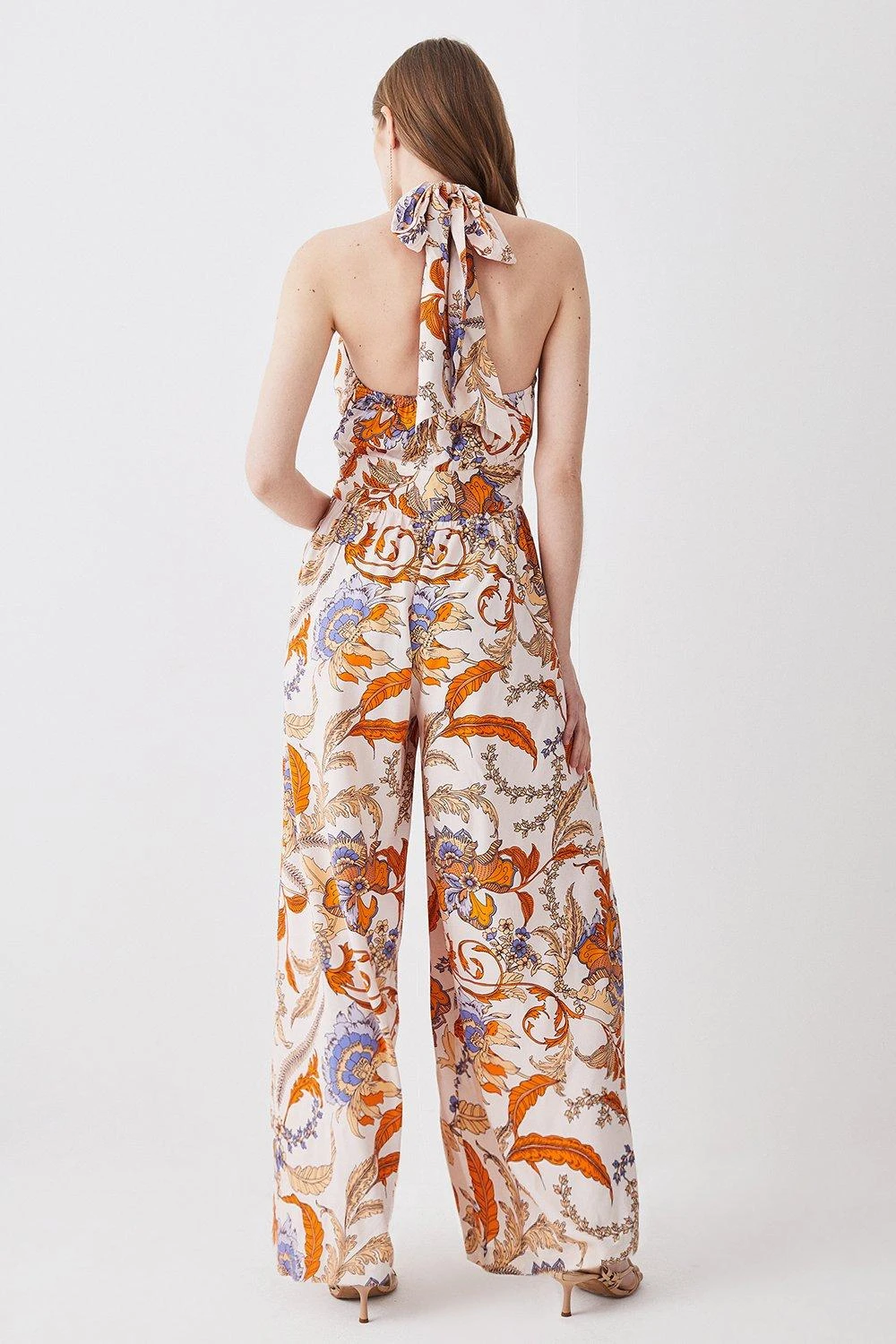 Karen Millen Petite Batik Halter Neck Wide Leg Jumpsuit 5 Karen Millen Petite Batik Halter Neck Wide Leg Jumpsuit - Image 3