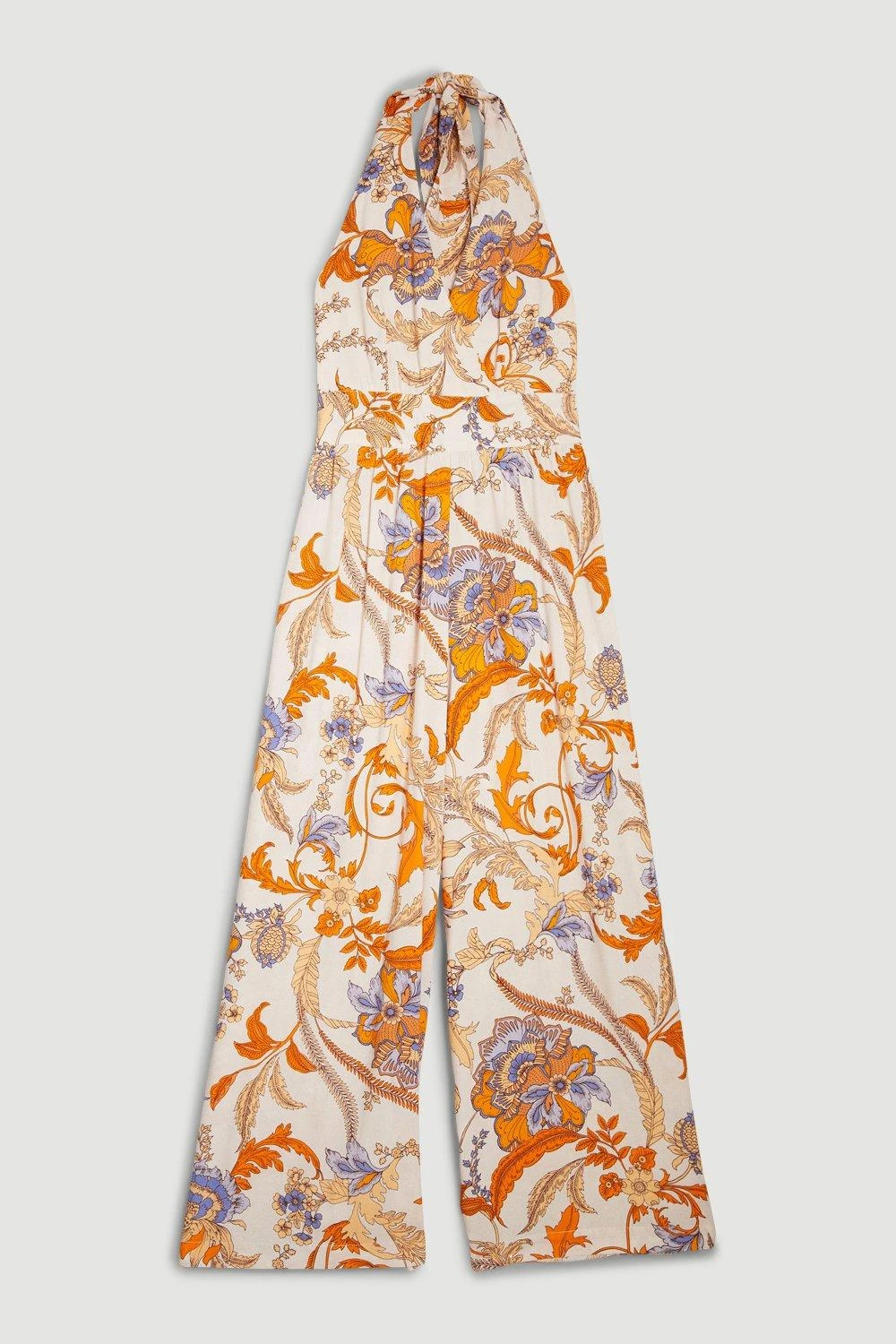 Karen Millen Petite Batik Halter Neck Wide Leg Jumpsuit 7 Karen Millen Petite Batik Halter Neck Wide Leg Jumpsuit - Image 5