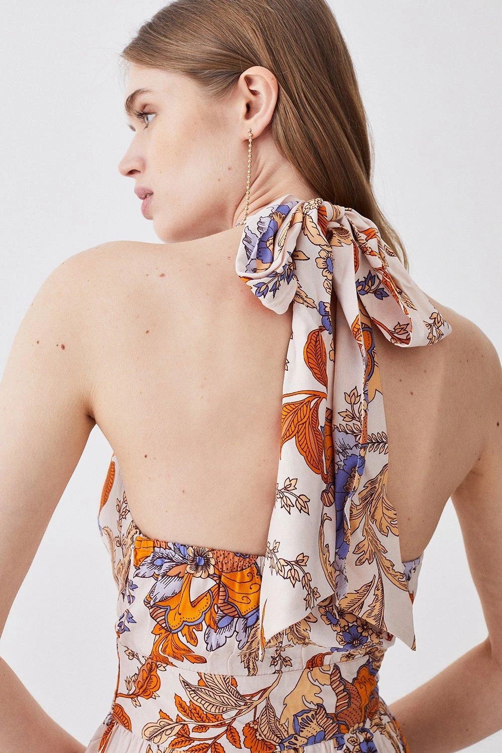 Karen Millen Petite Batik Halter Neck Wide Leg Jumpsuit 3 Karen Millen Petite Batik Halter Neck Wide Leg Jumpsuit