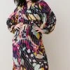 Karen Millen Plus Size Abstract Butterly Metallic Midi Dress -Karen Millen shop floral plus size abstract butterly metallic midi dress