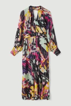 Karen Millen Plus Size Abstract Butterly Metallic Midi Dress -Karen Millen shop floral plus size abstract butterly metallic midi dress 4