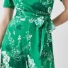 Karen Millen Floral Print Wide Leg Waist Tie Jersey Jumpsuit -Karen Millen shop floral print wide leg waist tie jersey jumpsuit