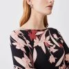 Karen Millen Printed Half Sleeve Slash Neck Viscose Blend Jersey Top -Karen Millen shop floral printed half sleeve slash neck viscose blend jersey top
