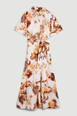 Karen Millen Floral Shirt Viscose Woven Maxi Dress -Karen Millen shop floral shirt viscose woven maxi dress 4