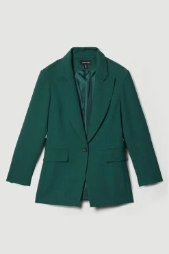 Karen Millen Compact Crepe Single Breasted Blazer -Karen Millen shop forest compact crepe single breasted blazer 1 3