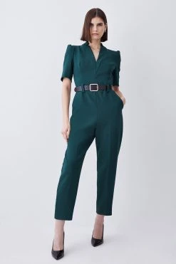 Karen Millen Petite Compact Stretch Forever Belt Jumpsuit 11 Karen Millen Petite Compact Stretch Forever Belt Jumpsuit -Karen Millen shop forest petite compact stretch forever belt jumpsuit 4