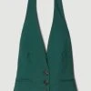 Karen Millen Structured Crepe Waistcoat -Karen Millen shop forest structured crepe waistcoat