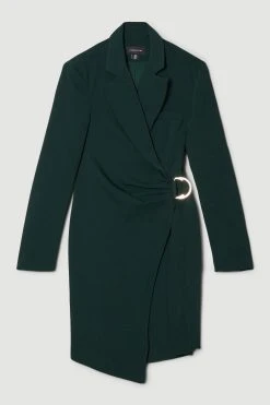 Karen Millen Tall Soft Tailored Wrap Mini Tux Dress -Karen Millen shop forest tall soft tailored wrap mini tux dress 1 2