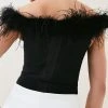 Karen Millen Bandage Bardot Feather Knit Top