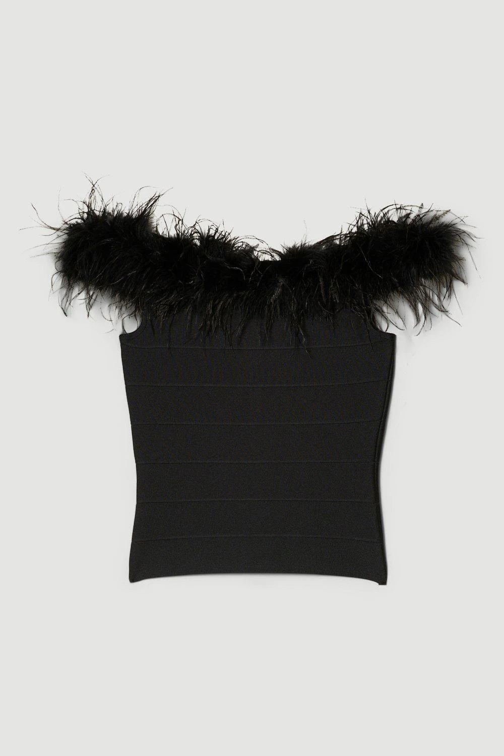 Karen Millen Bandage Bardot Feather Knit Top 6 Karen Millen Bandage Bardot Feather Knit Top - Image 4