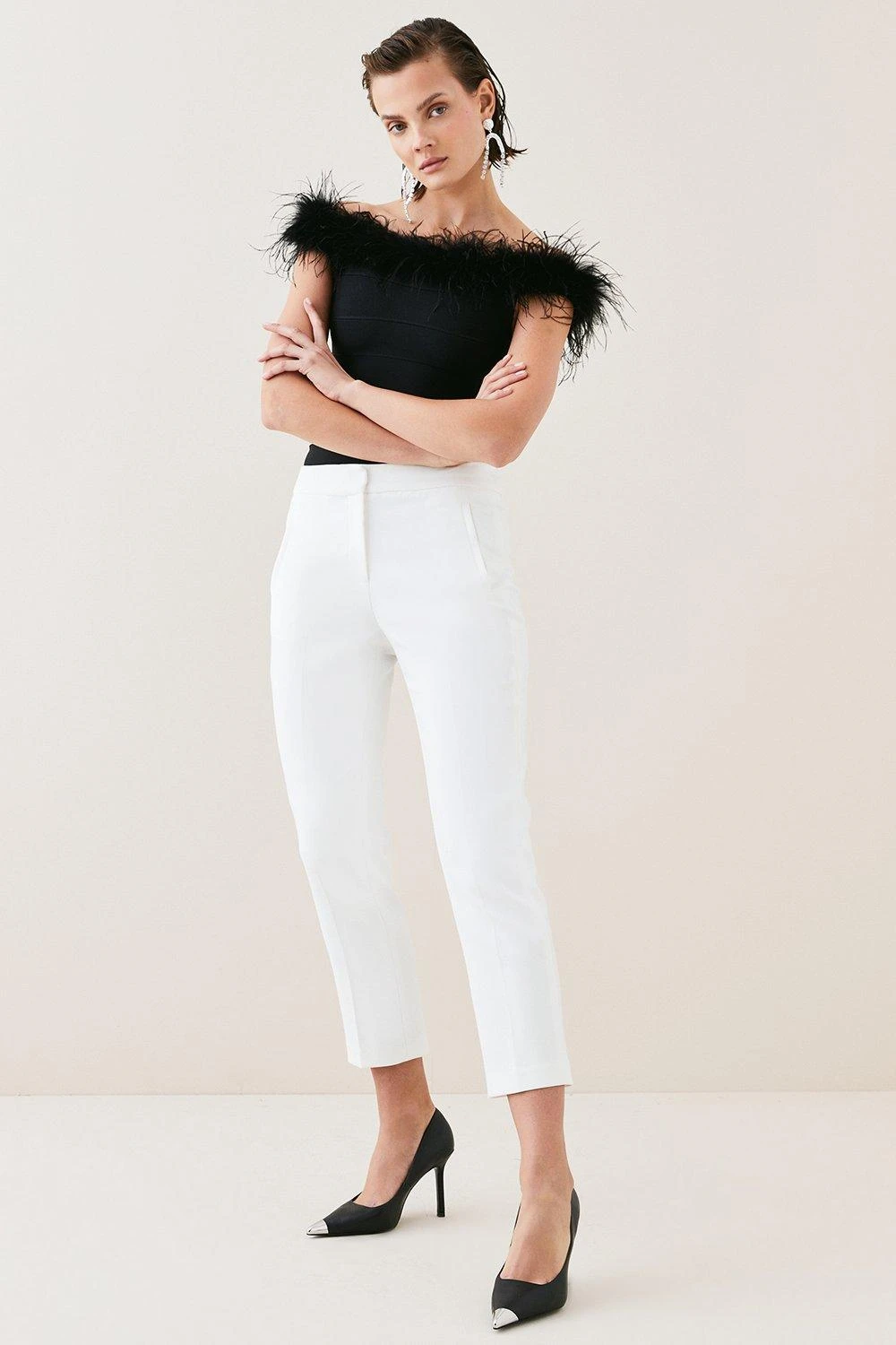 Karen Millen Bandage Bardot Feather Knit Top 7 Karen Millen Bandage Bardot Feather Knit Top - Image 5