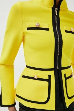 Karen Millen Contrast Piping Bandage Jacket -Karen Millen shop fuchsia contrast piping bandage jacket 3