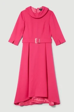 Karen Millen Petite Compact Stretch Roll Neck Dip Hem Midi Dress