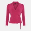 Karen Millen Petite Slinky Buckle Detail Wrap Jersey Top -Karen Millen shop fuchsia petite slinky buckle detail wrap jersey top