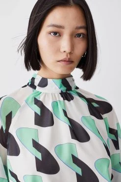 Karen Millen Geo Georgette Woven Blouse -Karen Millen shop geo georgette woven blouse 3