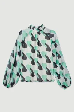 Karen Millen Geo Georgette Woven Blouse -Karen Millen shop geo georgette woven blouse 4
