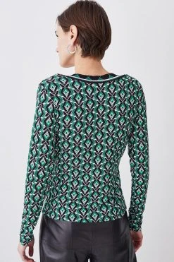 Karen Millen Printed Wrap Front Long Sleeve Viscose Blend Jersey Top 10 Karen Millen Printed Wrap Front Long Sleeve Viscose Blend Jersey Top -Karen Millen shop geo printed wrap front long sleeve viscose blend jersey top 3