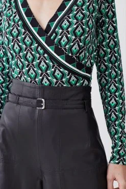 Karen Millen Printed Wrap Front Long Sleeve Viscose Blend Jersey Top 11 Karen Millen Printed Wrap Front Long Sleeve Viscose Blend Jersey Top -Karen Millen shop geo printed wrap front long sleeve viscose blend jersey top 4