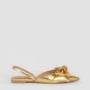 Karen Millen Bow Slingback Pointed Toe Flat -Karen Millen shop gold bow slingback pointed toe flat