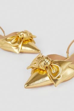 Karen Millen Bow Slingback Pointed Toe Flat -Karen Millen shop gold bow slingback pointed toe flat 3