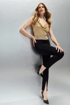 Karen Millen Diamante Chain Mail Cowl Cami -Karen Millen shop gold diamante chain mail cowl cami 3