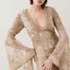 Karen Millen Embellished Kimono Sleeve Beaded Maxi Dress