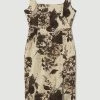 Karen Millen Italian Rose Stretch Jacquard Pencil Midi Dress -Karen Millen shop gold italian rose stretch jacquard pencil midi dress