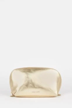 Karen Millen Large Leather Make Up Bag -Karen Millen shop gold large leather make up bag 2