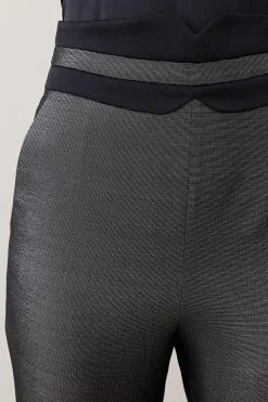 Karen Millen Metallic Jacquard Waistband Detail Slim Leg Trouser 8 Karen Millen Metallic Jacquard Waistband Detail Slim Leg Trouser -Karen Millen shop gold metallic jacquard waistband detail slim leg trouser 1