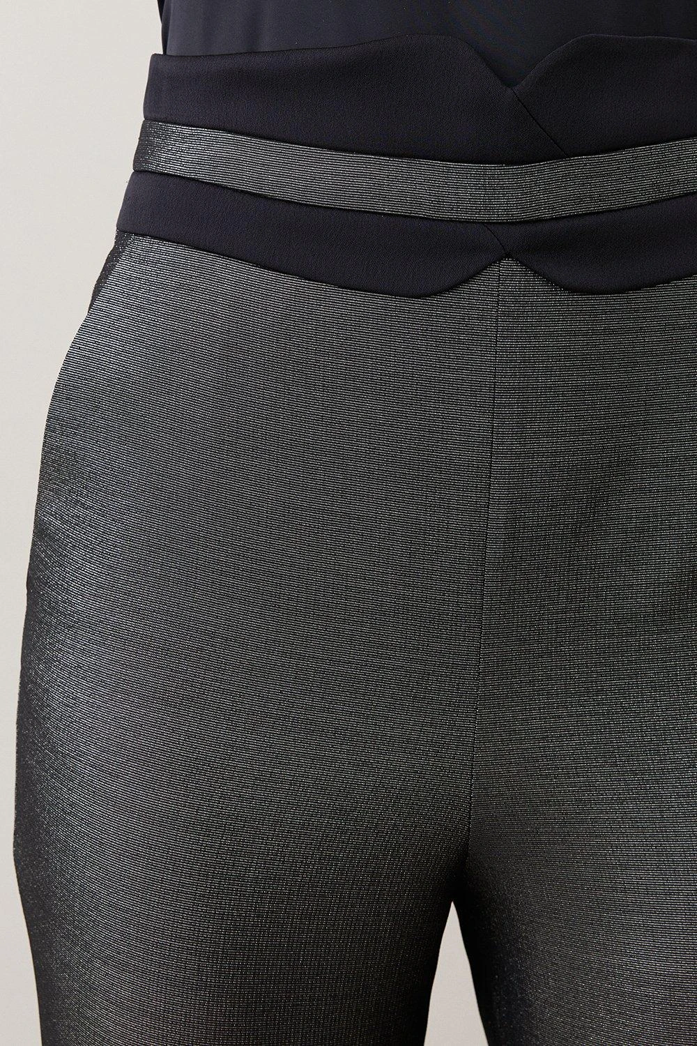 Karen Millen Metallic Jacquard Waistband Detail Slim Leg Trouser 4 Karen Millen Metallic Jacquard Waistband Detail Slim Leg Trouser - Image 2