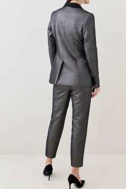 Karen Millen Metallic Jacquard Waistband Detail Slim Leg Trouser 10 Karen Millen Metallic Jacquard Waistband Detail Slim Leg Trouser -Karen Millen shop gold metallic jacquard waistband detail slim leg trouser 3