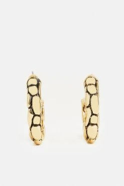 Karen Millen Gold Plated Croc Hoops