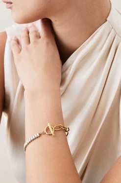 Karen Millen Gold Plated Half Chain Half Diamante Bracelet -Karen Millen shop gold plated half chain half diamante bracelet 2