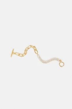 Karen Millen Gold Plated Half Chain Half Diamante Bracelet