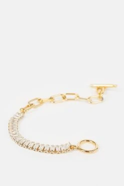 Karen Millen Gold Plated Half Chain Half Diamante Bracelet -Karen Millen shop gold plated half chain half diamante bracelet 3